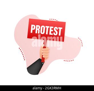 Protestierende Hände halten Protestschilder. Vektorgrafik. Stock Vektor