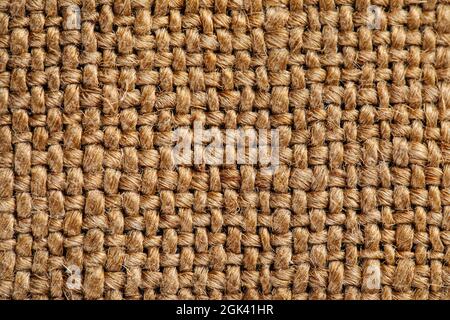 Braune Mehlbeutel Quappen Jute Stoff Textur Muster Stockfoto
