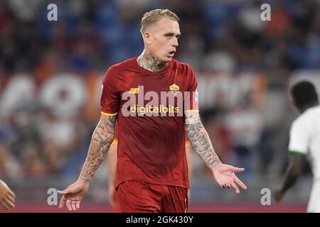 Roma, Italien. September 2021. Rick Karsdorp von AS Roma während des Fußballspiels der Serie A zwischen AS Roma und US Sassuolo im Olimpico-Stadion in Rom (Italien), 12. September 2021. Foto Antonietta Baldassarre/Insidefoto Kredit: Insidefoto srl/Alamy Live News Stockfoto