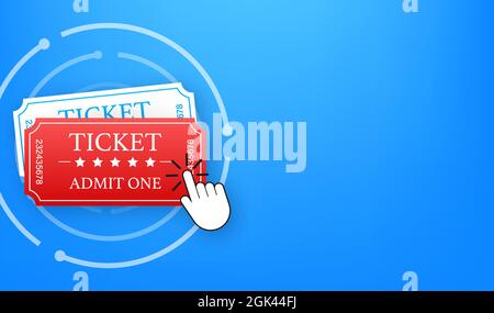 Holen Sie sich Ihr Ticket online. Kinofilm Ticket Online-Bestellkonzept. Vektorgrafik. Stock Vektor