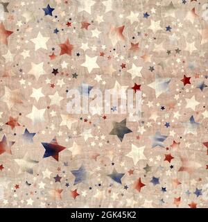 Nahtloses Muster aus Sternmotiv in aufwändigen Farben und Textur Stockfoto