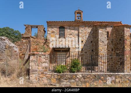 Bishop's Hospital. Navatrasierra, Las Villuercas, los Ibores und La Jara Geopark, Provinz Caceres, Extremadura, Spanien Stockfoto