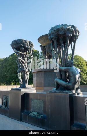 Bronzestatuen des Bildhauers Gustav Vigeland im Frogner Park in Oslo, Norwegen Stockfoto