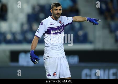 Bergamo, Italien. 11. September 2021. Pietro Terracciano von AFC Fiorentina zeigt während der Serie Ein Spiel zwischen Atalanta BC und ACF Fiorentina. Stockfoto