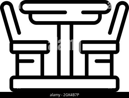 Grafik zum Umriss der Gartentisch-Symbole. Holztisch. Holzsitz Stock Vektor