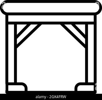 Vektor der Kontur des Symbols für Holztische. Sitzplatz im Freien. Picknick im Garten Stock Vektor