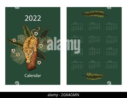 Tiger 2022 Kalender Druckbare Vorlage Fur Chinesisches Neujahr Cartoon Tier Datum Monat Urlaub Vektor Design Stock Vektorgrafik Alamy