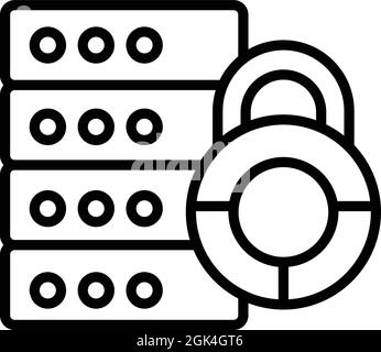 Gliederungsvektor für das Symbol des Datenschutzservers. Sichere Daten. Computerschutz Stock Vektor