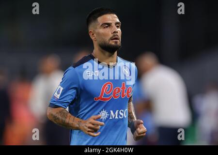 Napoli, Italien. September 2021. Lorenzo Insigne vom SSC Napoli während des Fußballspiels der Serie A 2021/2022 zwischen dem SSC Napoli und dem FC Juventus im Stadion Diego Armando Maradona in Napoli (Italien), 11. September 2021. Foto Cesare Purini/Insidefoto Kredit: Insidefoto srl/Alamy Live News Stockfoto