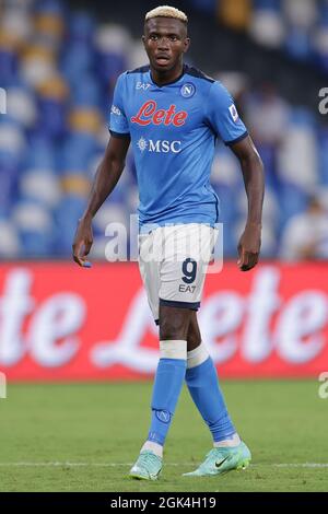 Napoli, Italien. September 2021. Victor Osimhen von SSC Napoli während des Fußballspiels der Serie A 2021/2022 zwischen SSC Napoli und Juventus FC im Stadion Diego Armando Maradona in Napoli (Italien), 11. September 2021. Foto Cesare Purini/Insidefoto Kredit: Insidefoto srl/Alamy Live News Stockfoto