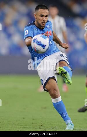 Napoli, Italien. September 2021. Adam Ounas von SSC Napoli während der Serie A 2021/2022 Fußballspiel zwischen SSC Napoli und Juventus FC im Diego Armando Maradona Stadion in Napoli (Italien), 11. September 2021. Foto Cesare Purini/Insidefoto Kredit: Insidefoto srl/Alamy Live News Stockfoto