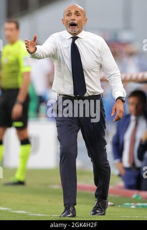 Napoli, Italien. September 2021. Luciano Spalletti Trainer des SSC Napoli reagiert während der Serie A 2021/2022 Fußballspiel zwischen SSC Napoli und Juventus FC im Diego Armando Maradona Stadion in Napoli (Italien), 11. September 2021. Foto Cesare Purini/Insidefoto Kredit: Insidefoto srl/Alamy Live News Stockfoto