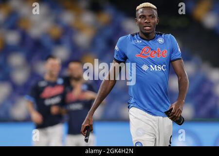 Napoli, Italien. September 2021. Victor Osimhen von SSC Napoli während des Fußballspiels der Serie A 2021/2022 zwischen SSC Napoli und Juventus FC im Stadion Diego Armando Maradona in Napoli (Italien), 11. September 2021. Foto Cesare Purini/Insidefoto Kredit: Insidefoto srl/Alamy Live News Stockfoto