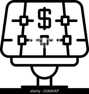 Grafik zum Umriss des Preissymbols für Solarmodule. Energie zu Hause. Sonnenbatterie Stock Vektor