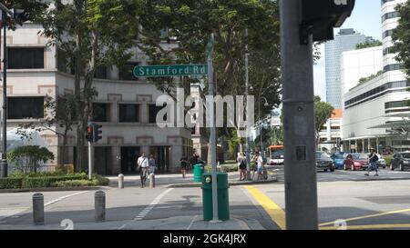 Kreuzungsbereich der Singapore Stamford Road und North Bridge Road Stockfoto