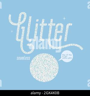 Weißes Glitzer-Nahtloses Muster, glänzender Party-Hintergrund mit weißer Schimmer-Textur. Abstrakter Hintergrund für Urlaubsvektoren. Vektorgrafik Stock Vektor