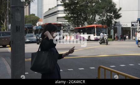 Kreuzungsbereich der Singapore Stamford Road und North Bridge Road Stockfoto