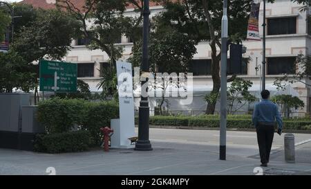 Kreuzungsbereich der Singapore Stamford Road und North Bridge Road Stockfoto