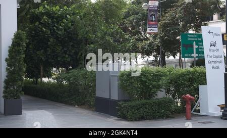 Kreuzungsbereich der Singapore Stamford Road und North Bridge Road Stockfoto