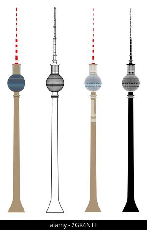 Berliner Fernsehturm in Deutschland Stock Vektor
