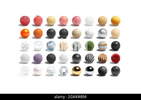 Blank Ball verschiedene Oberfläche Mockup Set, isoliert Stockfoto
