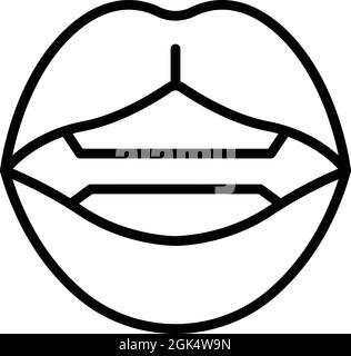 Vektor der Kontur des Lippenartikulationssymbols. Mundzunge. Aussprache der Zähne Stock Vektor