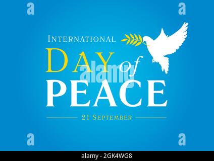 Internationaler Tag des Friedens. Friedens Taube mit Ölzweig für