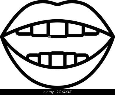 Symbolumrissvektor für die Sprachanimation. Mund reden. Gesichtsrede Stock Vektor