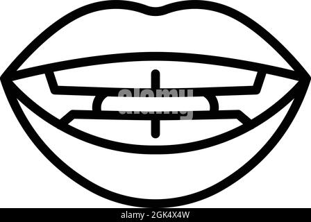 Symbolumrissvektor für die Sprachsynchronisierung. Mundausspracht. Sprechlippe Stock Vektor