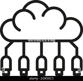 Symbolumrissvektor für die Speicherwolke. Datenserver. Backup übertragen Stock Vektor