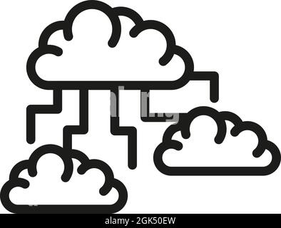 Symbolumrissvektor für Speicherspeicher-Cloud. Datenserver. Externe Datenbank Stock Vektor