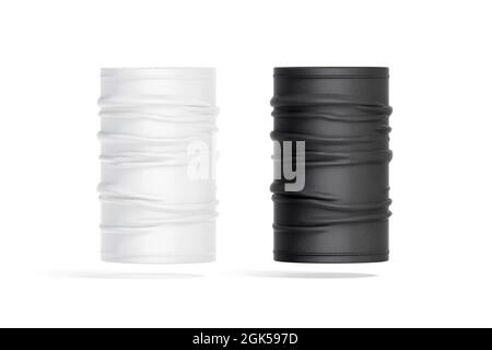 Blank schwarz und weiß ausgeklappt Hals Gamasche Mockup Vorderansicht Stockfoto