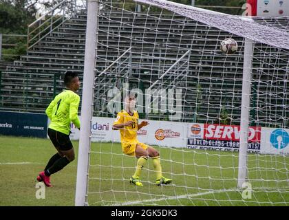 Der FC Hyderabad gewinnt 5-0 gegen Assam-Gewehre in einem Spiel der Gruppe D, das auf dem Mohun Bagan-Boden in Kalkata gespielt wird. (Foto von Amlan Biswas/Pacific Press) Stockfoto