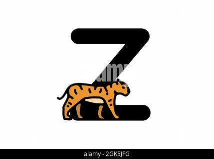 Linienkunst Illustration des Tigers mit Anfangsbuchstaben Z Design Stock Vektor