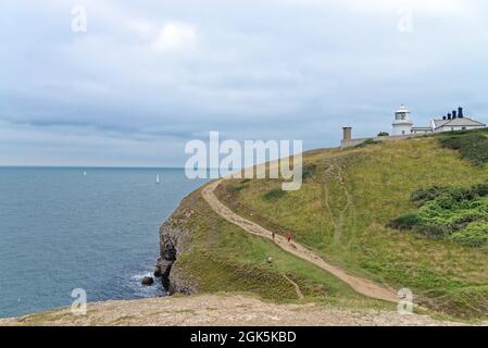 Anvil Point Leuchtturm und Durlston Landzunge in der Nähe von Swanage Isle of Purbeck Dorset England Stockfoto