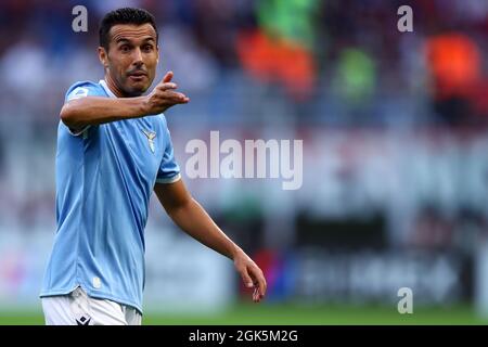 Mailand, Italien. 12. September 2021. Pedro Rodriguez Ledesma von SS Lazio Gesten während der Serie Ein Spiel zwischen AC Mailand und SS Lazio. Stockfoto