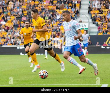 Bild: Gustavo Pantano/AHPIX LTD, Football, Premier League, Wolverhampton Wanderers gegen Manchester United, Molineux Stadium, Wolverhampton, UK, 29/08/ Stockfoto