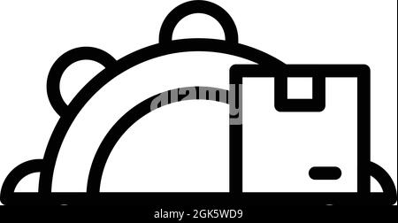 Symbolumrissvektor für den Produktionsablauf. Logistiksystem. Produktworkflow Stock Vektor