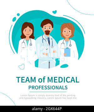 Poster oder Banner mit Gruppe von Ärzten. Konzept Medical Center. Team von medizinischen Fachkräften. Stock Vektor