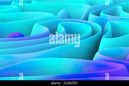 3d Illustration von blauem Kunststoff, Silikon, Matte Beschichtung Textur Schichten abstrakten Hintergrund. Abstraktes Hintergrundelement. Stockfoto