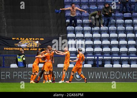 Hull’s Josh Magennis feiert Scoring seiner Seiten 3. Tor Bild von Steve Flynn/AHPIX.com, Fußball: Spiel Preston North End -V- Hull City bei Deepd Stockfoto