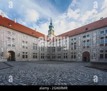 Kaiserhof und Residenzturm in der Münchner Residenz - München, Bayern, Deutschland Stockfoto