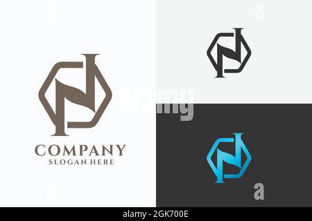 vektor-Logo Buchstabe N isoliert Hexagon Form Grafik Logo Design-Vorlage. Satz von Logo Design-Element Stock Vektor