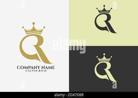 vektor-Logo Buchstabe R mit Krone Grafik Logo Design-Vorlage. Luxuriöses Logo-Design Stock Vektor