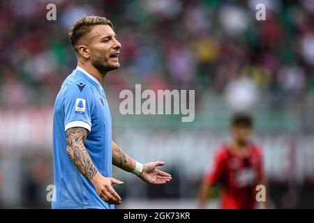 Mailand, Italien. 12. September 2021. Ciro unbeweglich der SS Lazio reagiert während der Serie A Fußballspiel zwischen AC Mailand und SS Lazio. Kredit: Nicolò Campo/Alamy Live Nachrichten Stockfoto