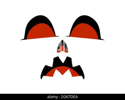 Unheimlich Gesicht isoliert auf weißem Hintergrund. Gruseliges halloween-Gesicht mit bösen gruseligen Augen. Design für Poster, Banner und Werbeartikel. Vektor illustrr Stock Vektor