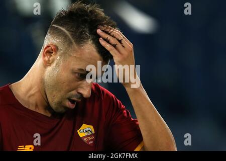 Rom, Italien. September 2021. Rom, Italien September 12 2021. Ein Porträt von Stephan El Shaarawy (Roma) während des Tim-Spiels der Serie A zwischen AS Roma und US Sassuolo Calcio im Stadio Olimpico in Rom (Foto: Giuseppe Fama/Pacific Press/Sipa USA) Credit: SIPA USA/Alamy Live News Stockfoto