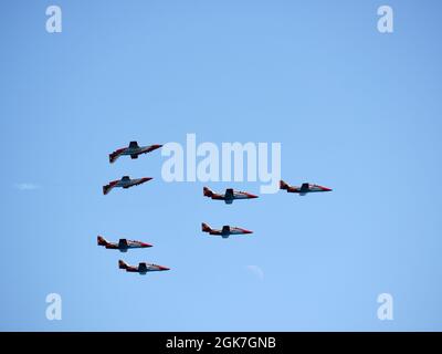 Patrulla Aguila auf der Internationalen Torre del Mar Airshow 2021, Provinz Malaga, Spanien. Stockfoto