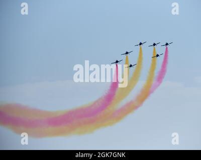 Patrulla Aguila auf der Internationalen Torre del Mar Airshow 2021, Provinz Malaga, Spanien. Stockfoto