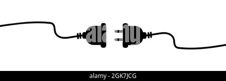 Steckdose mit Stecker. Internetverbindungsfehler 404 Logo-Zeichen. Vektordarstellung auf weißem Hintergrund isoliert Stock Vektor